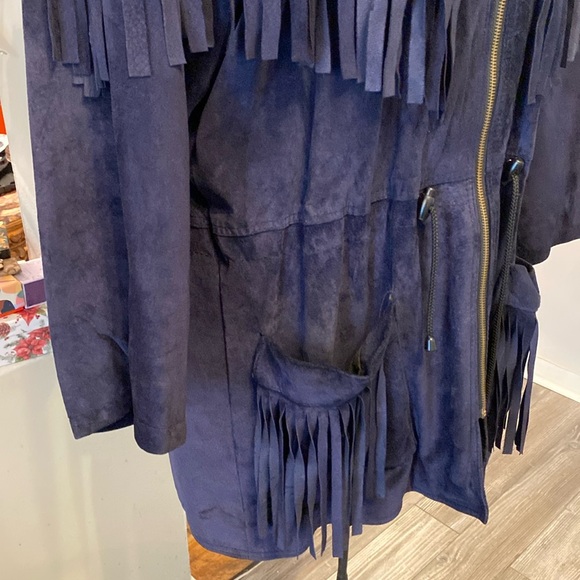 Vintage leather suede fringe jacket size M - Picture 11 of 17